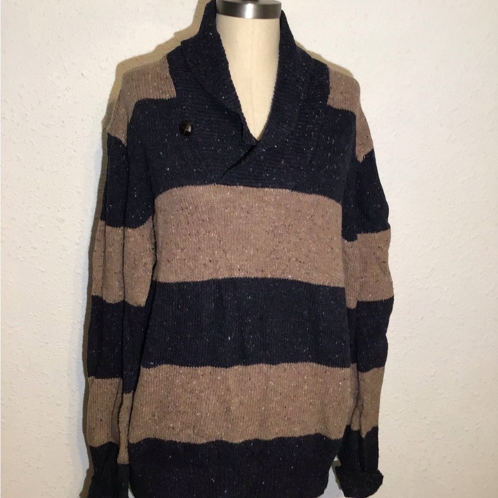Vince men’s stripe shawl collar wool sweater size large - Picture 7 of 11